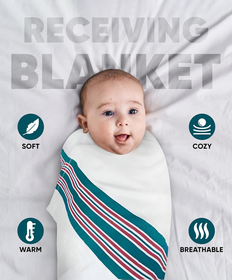 Avalonbedding Cotton Receiving Blankets - (Pack of 3) Size 30x40 Inch, 100% Soft Cotton, Hospital Swaddles for Newborns, Hospital Swaddles Blankets, Perfect for Swaddling and Wrapping - Image 2